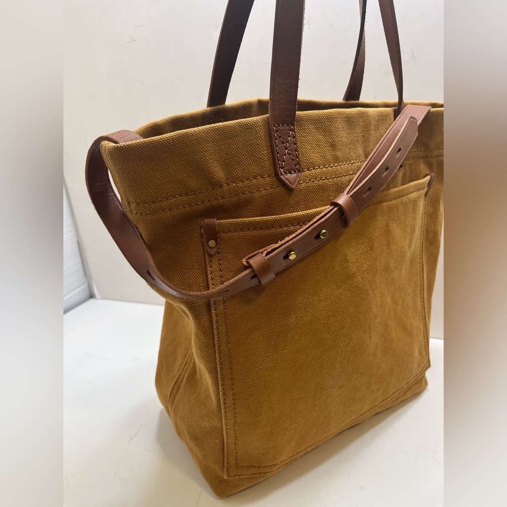 Madewell The Canvas Medium Transport Tote Vintage Canvas Italian Leather Bag